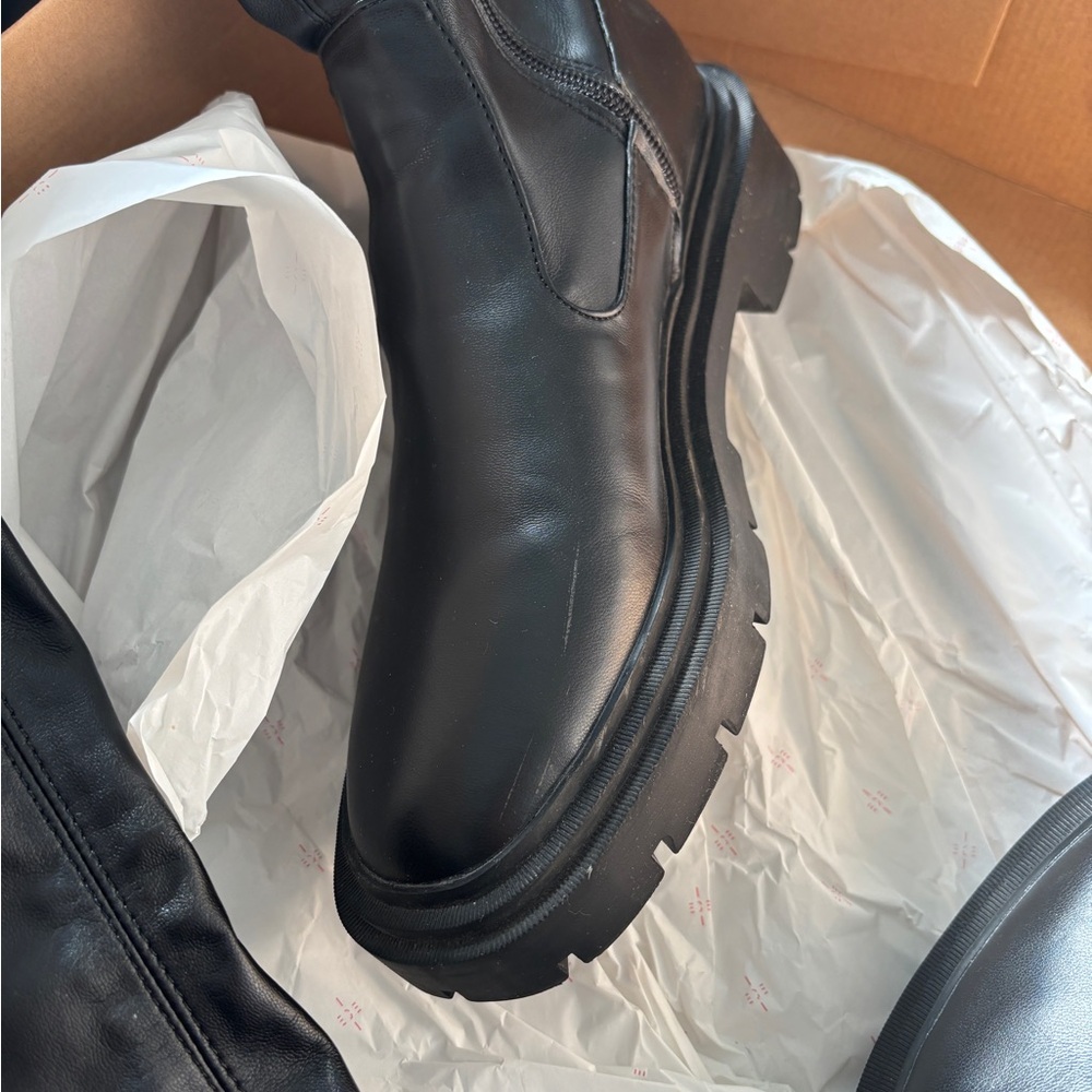 Zara Black Over-the-Knee Leather Boots - Picture 7 of 9